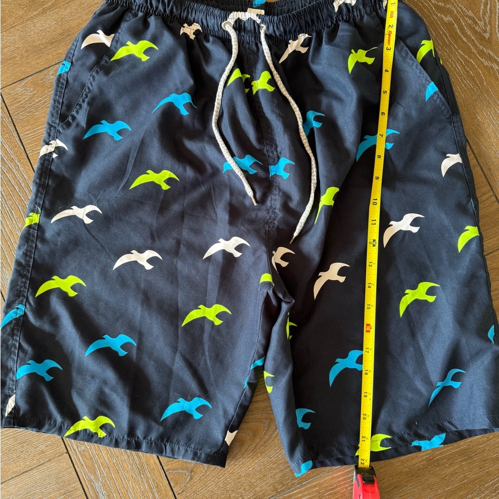 Like new swim trunks with seagull accents.